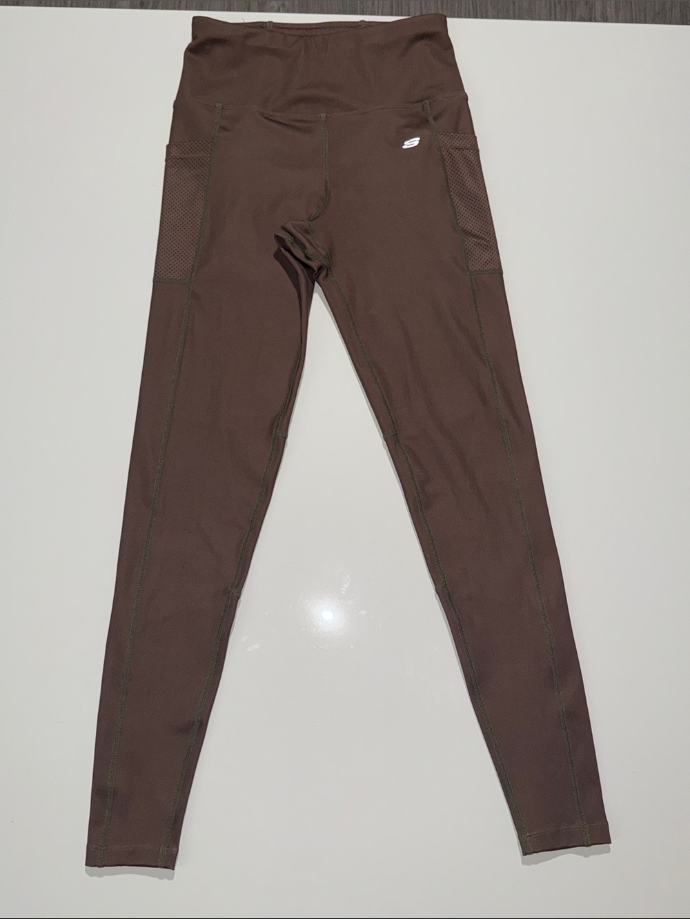 Skechers Chocolate Brown High-Rise Leggings with Side Pockets Size S